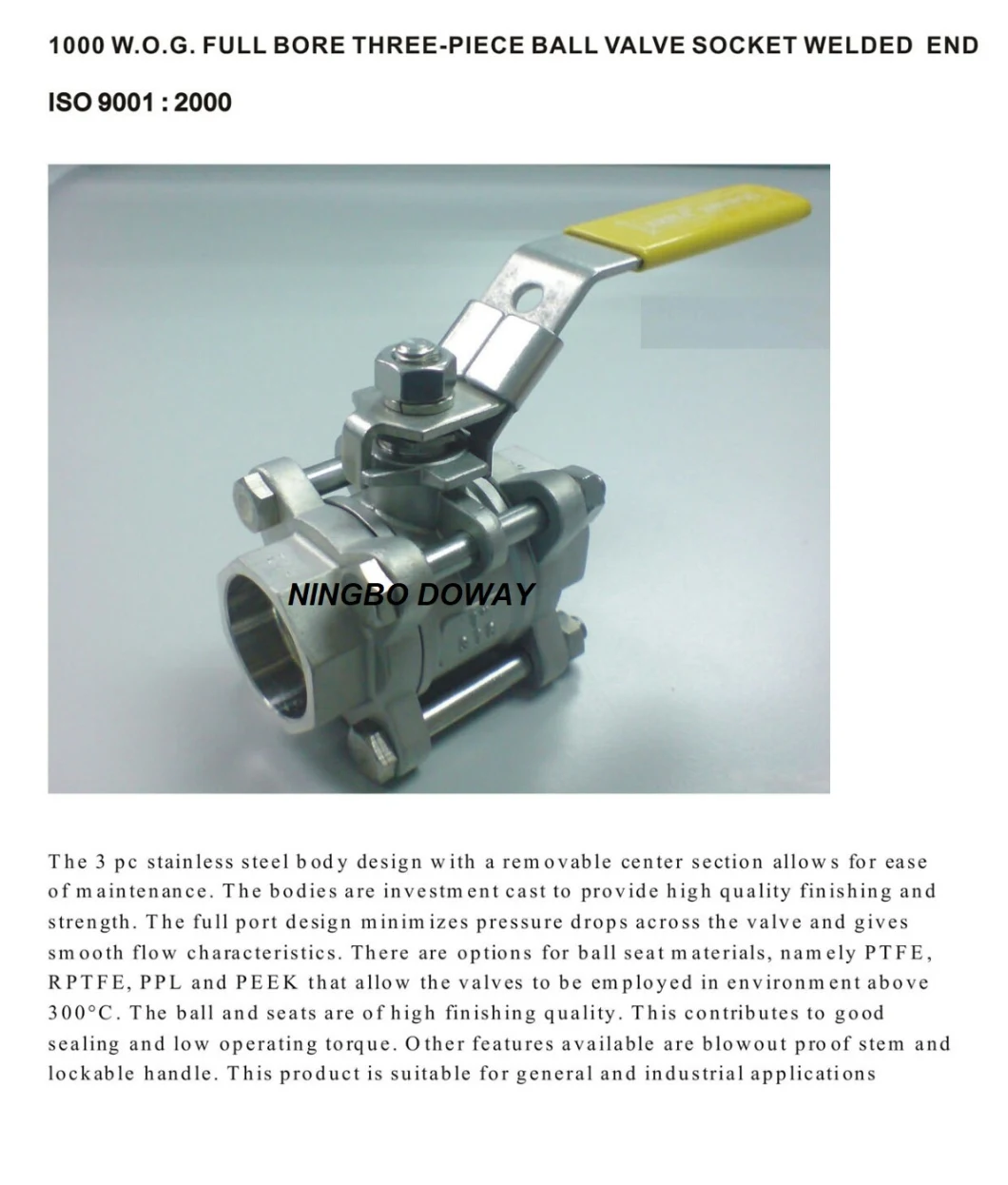 Factory Custom High Quality 2PC Stainless Steel Full Port Ball Valve