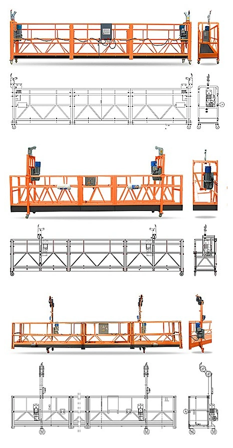 Zlp630 Powder Coating Steel Glazing Construction Gondola
