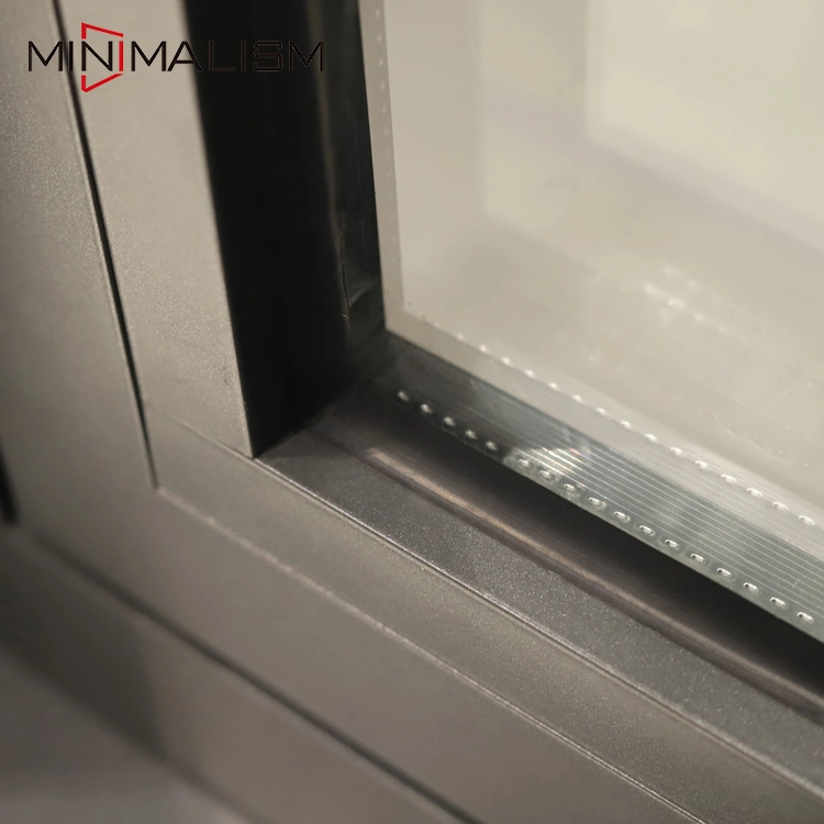 Aluminium Grey Color Clear Glazing Casement Window with Security Net Black for Project