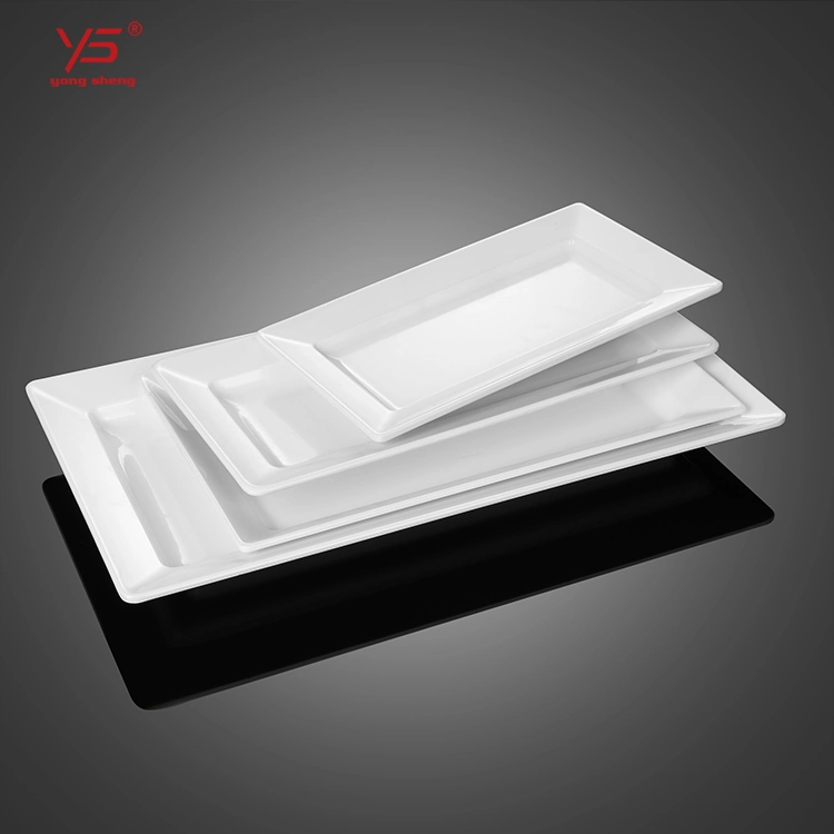 Superior Quality Imitation Crockery Plastic Dinner Plate, Oblong White Plate Melamine Dinnerware