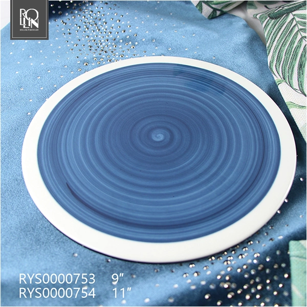 Glaze Green Blue White Dinner Tray Porcelain Tray Ceramic Under Plate