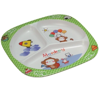 100% Melamine Dinnerware- Kid's 3-Divided Plate/Food-Grade Melamine Tableware (BG803)