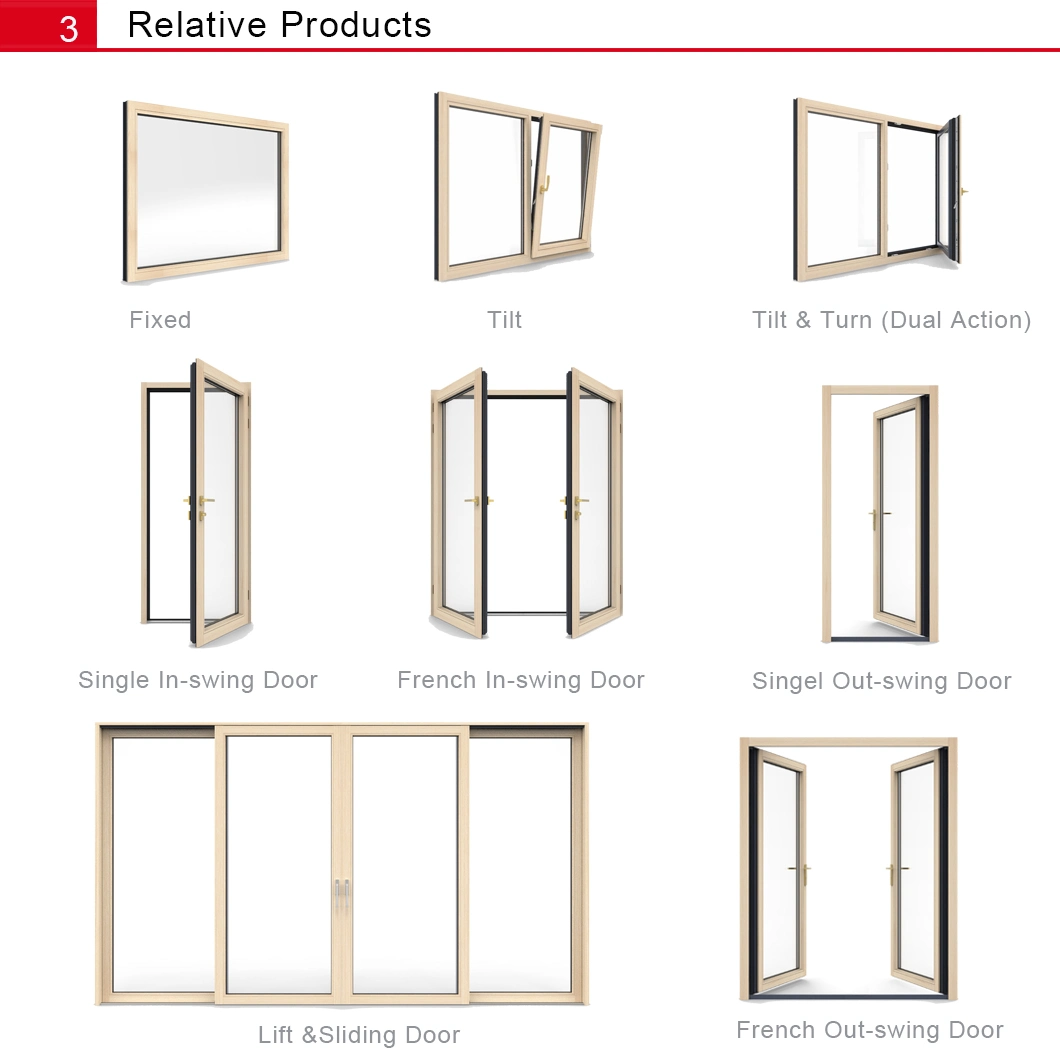High Quality Wood Aluminum/Aluminium Double Glazing Glass Casement Window