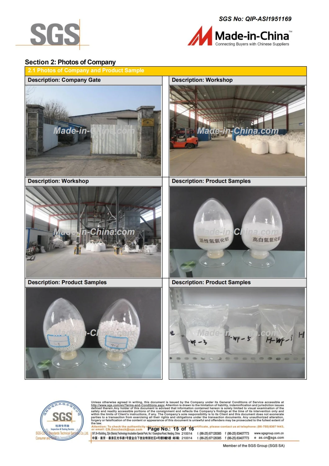Aluminum Hydroxide CAS No. 21645-51-2 for Sheet Molding Compound