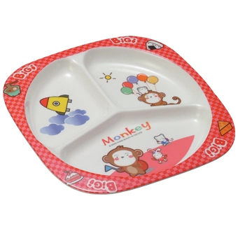 100% Melamine Dinnerware- Kid's 3-Divided Plate/Food-Grade Melamine Tableware (BG803)