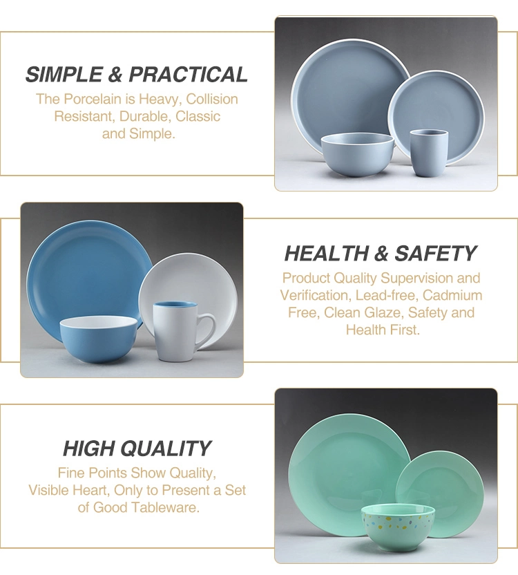 Glaze Stoneware Bowls Plate Mugs Western Ceramic Dinnerware Microwave Safe Coloured Glaze 16PCS Dinner Set