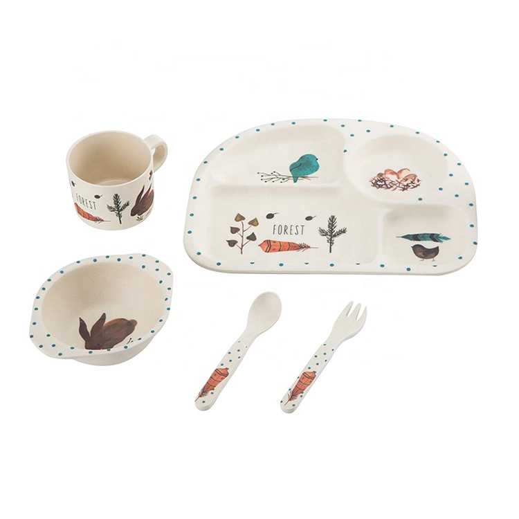 Dinner Tableware Dinner Bowl Fibre Tableware Kids Bamboo Fiber Kids Set Bamboo Fiber Tableware (SHIKECORE)