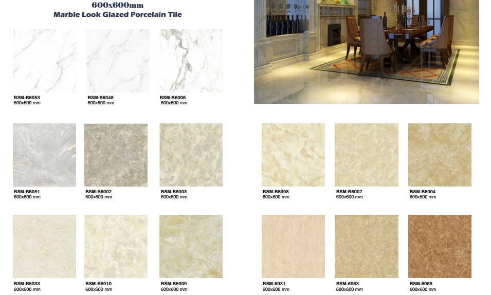 Building Material Glossy Marble Look Full Polished Glazed Porcelain Floor Tile