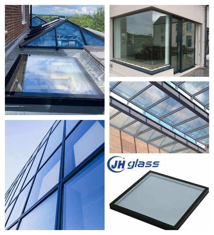 6+12A+6+12A+8mm Double Glazing Insulated Skylight Glass with Black Silkscreen Print