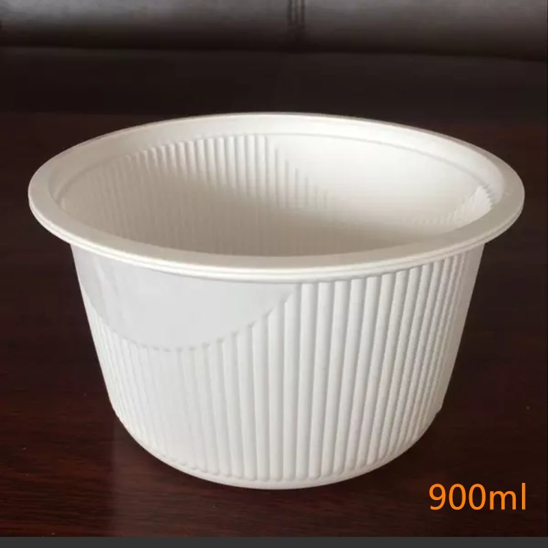 Disposable Corn Starch Degradable Tableware Packing Bucket Export Tableware 900ml Packing Bucket