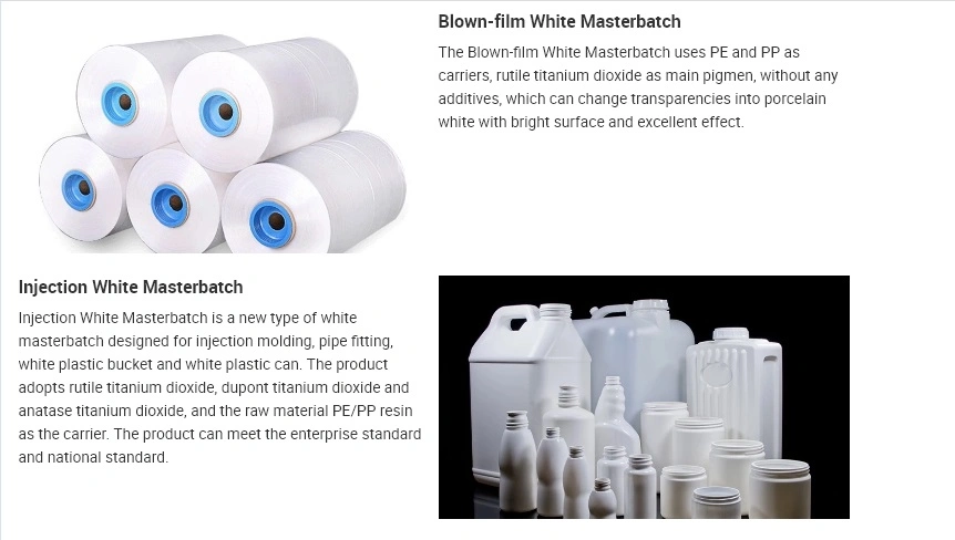 PP/PE Polypropylene Plastic Raw Material White Masterbatch for Shopping Bags/Bottles/Water Tanks/Disposable Tableware