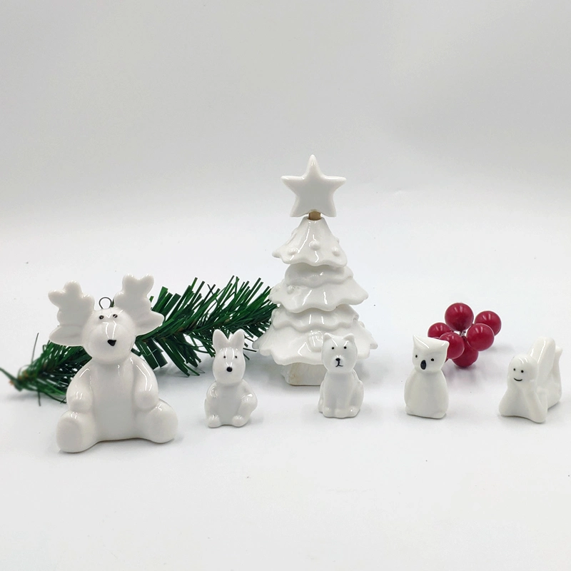 Jade-White Mulit-Type Castle China-Bone Combinable Porcelain Christmas Figurine Animal Ornament