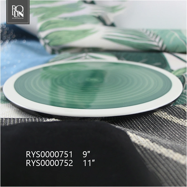 Glaze Green Blue White Dinner Tray Porcelain Tray Ceramic Under Plate