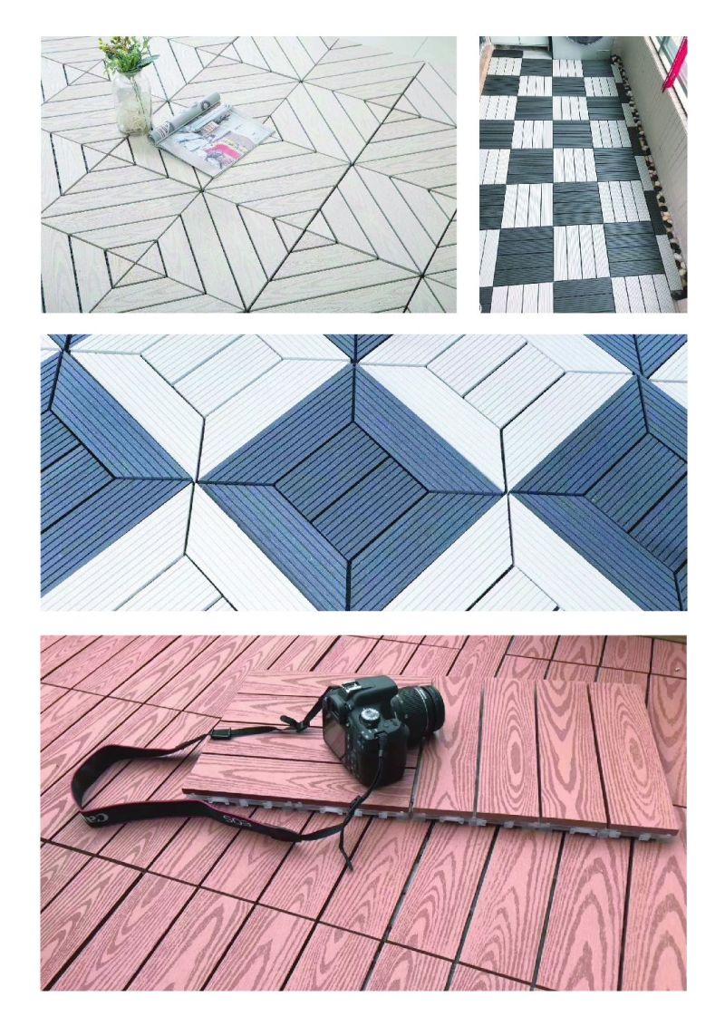 WPC Outdoor Embossing Waterproof Interlocking Wood Plastic Composite Decking Solid with High Quality WPC Co-Extrusion Floor Tile