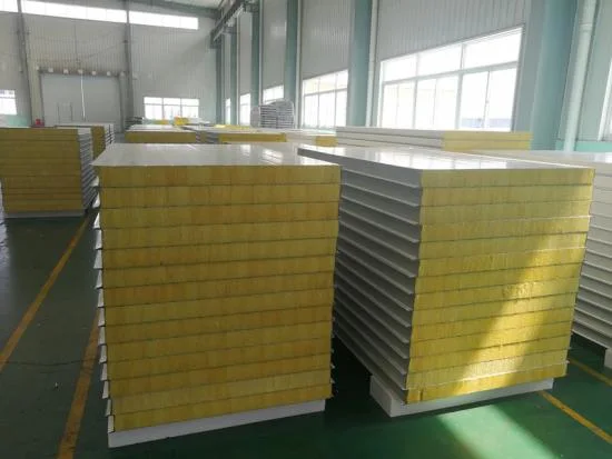 Fireproof Roof Panel Rock Wool Sandwich Panel Building Material for Steel Structure