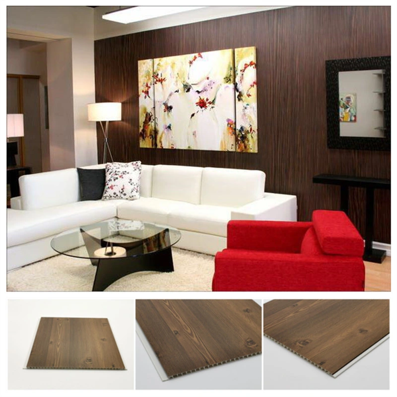 8mm Thickness Wood Color Grooves PVC Laminated Panel Wall Ceiling Design for Indoor Household