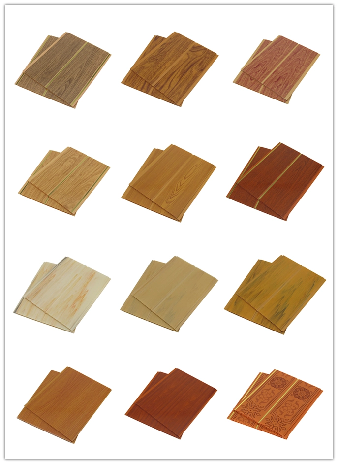 2020 New Designs Waterproof Stepped Wood Color Lamination PVC Ceiling Panel for Interior Decoration