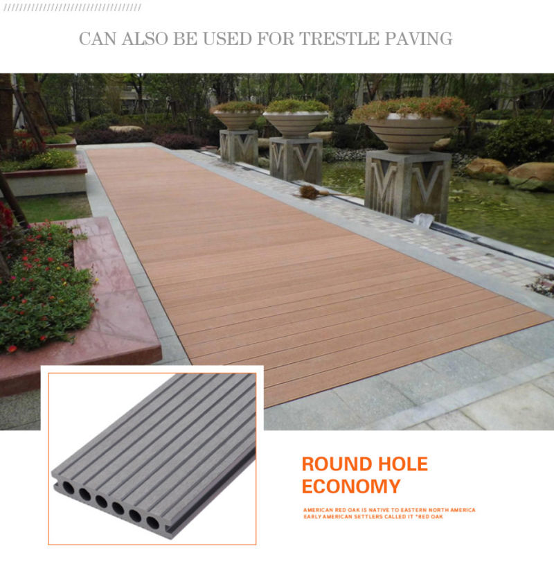 Solid Decking Accessory Coextrusion WPC Decking Crack Resistant Deck Natural Wood