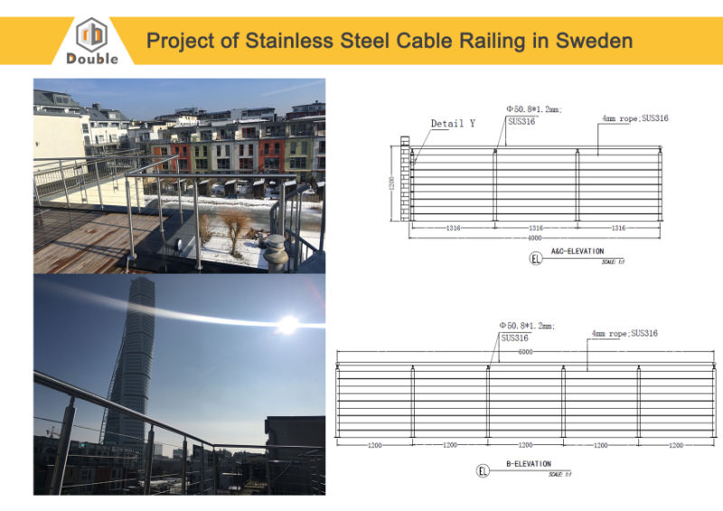 Outdoor Steel Balustrade Cable Railing System From Foshan