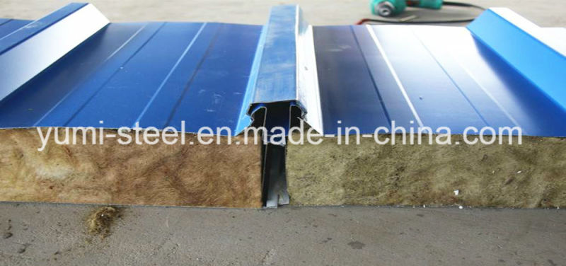 Fire Resistance Rock-Wool Insulated Sandwich Wall/Roof Panel for Prefab House