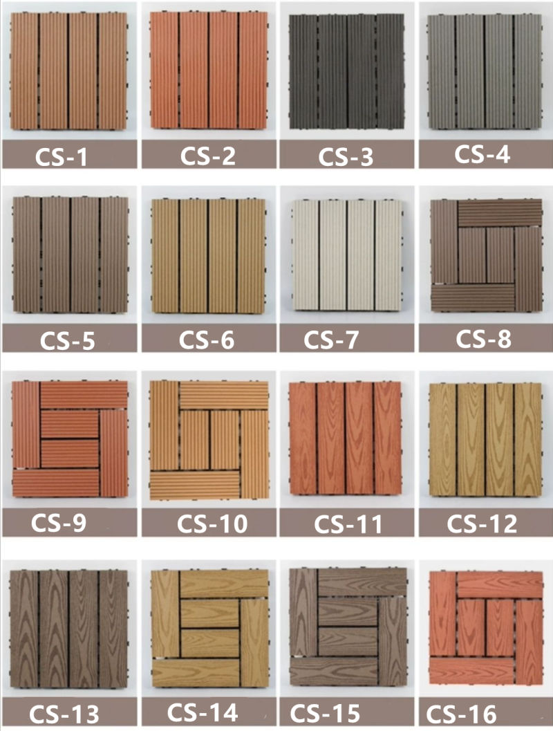 Interlocking WPC Decking Plastic Wood Outdoor Flooring Tile