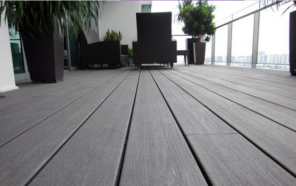 140*23 Hollow Dark Grey WPC Co-Extrusion Decking Board for Flooring