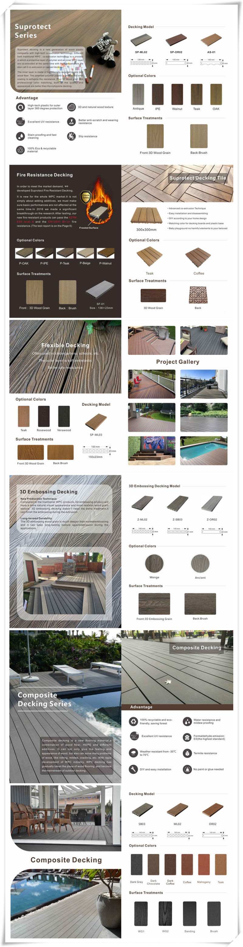 Embossed Wood Composite Decking Outdoor WPC Floor Decking Outdoor Garden Floor