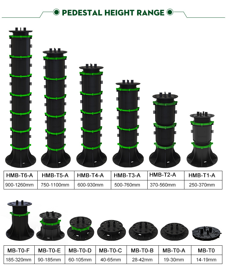 Timber Flooring Adjustable Plastic Raised Floor Paving Support Pedestals