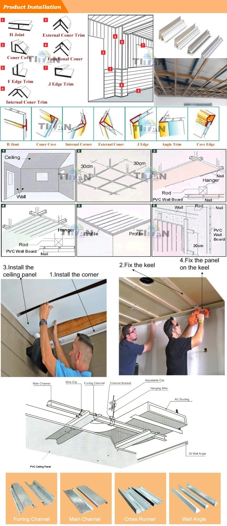 300mm Width Groove Lamination PVC Panel PVC Ceiling PVC Wall Panel Decoration Waterproof Panel