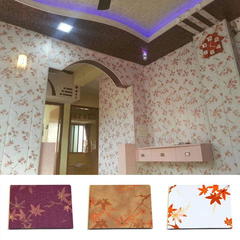 8mm Thickness Wood Color Grooves PVC Laminated Panel Wall Ceiling Design for Indoor Household