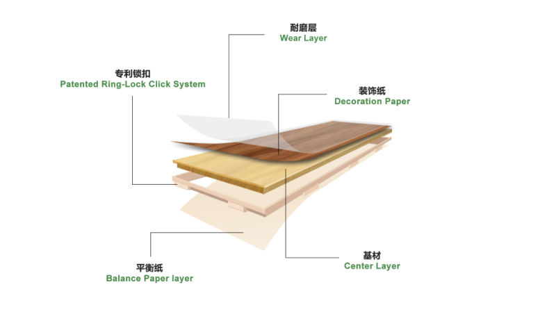 Design China Timber Wood Plastic Click HDF Laminate Flooring