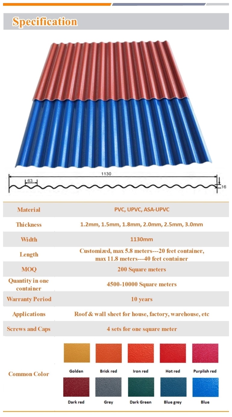 Prefab House Plastic Material PVC Roof Tile