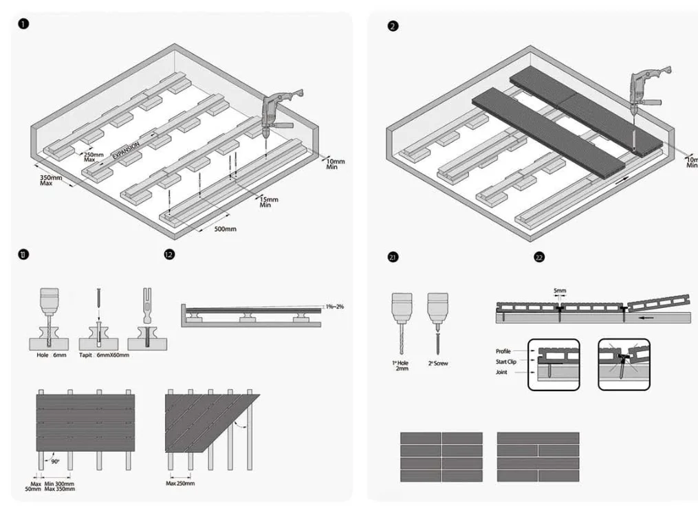 New Design Hollow WPC Decking Hard Wearing Composite Deck Waterproof WPC Outdoor Decking Floor