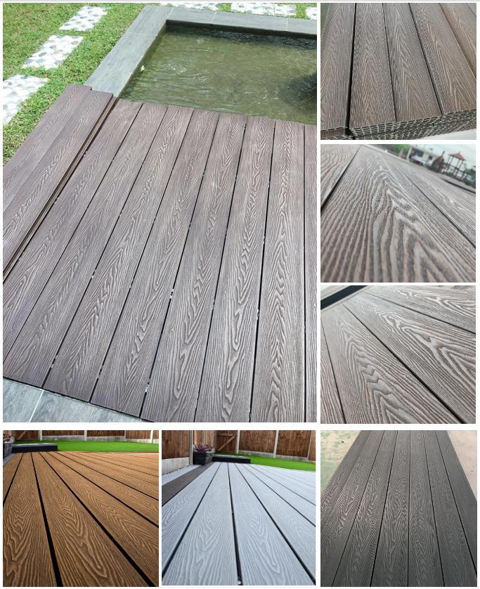 Deep Wood Grain Composite Terrace Deck Deep 3D Embossed WPC Outdoor Floor