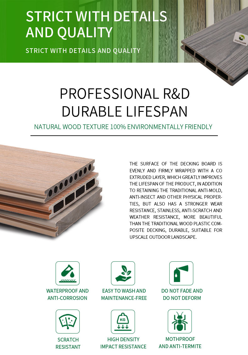 Fireproof WPC Decking Hollow Composite Decking Board Wpcindoor WPC Flooring Wood Plastic Composite