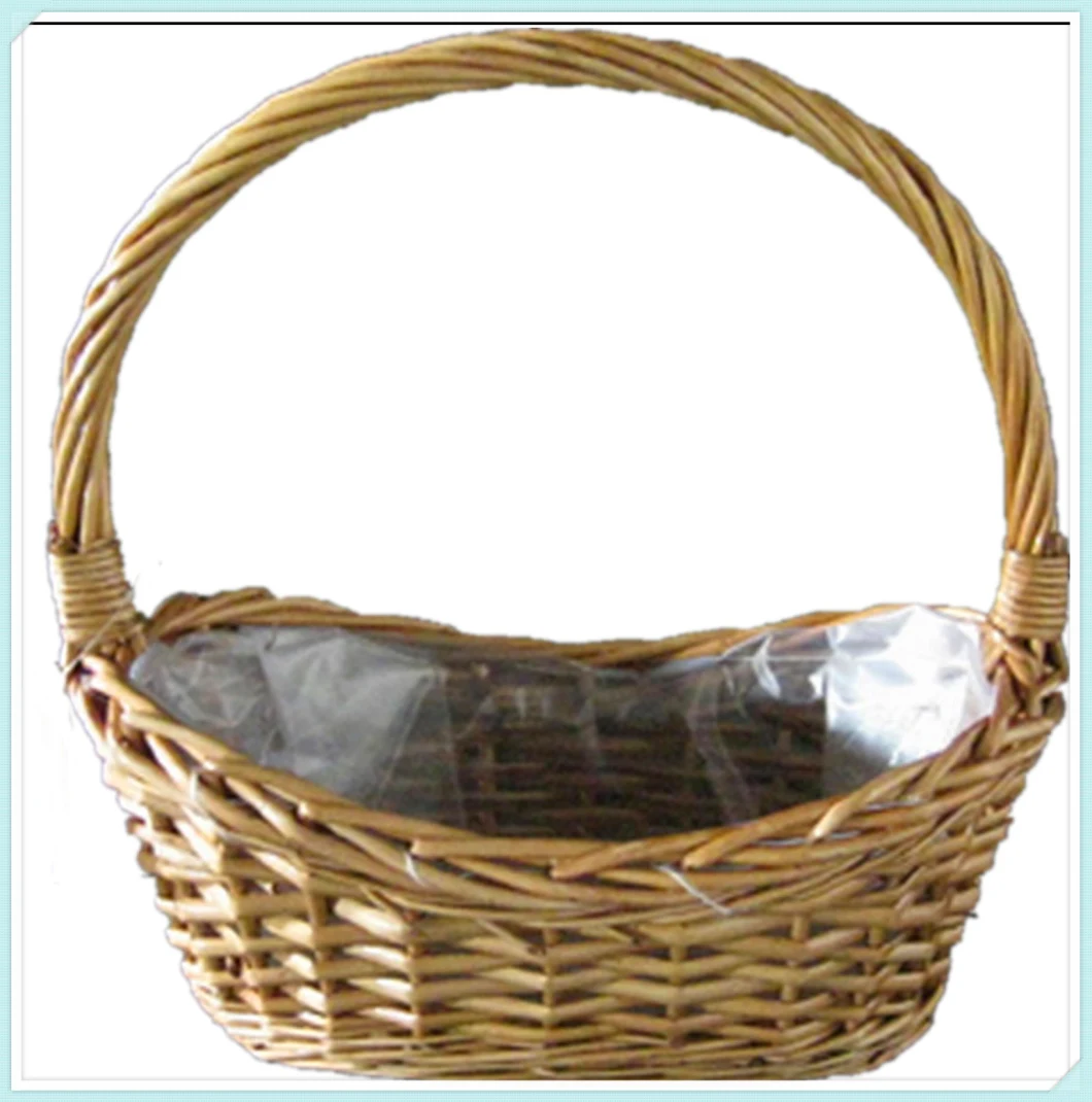 Willow Wicker Weaved Flower Pot Basket with Handle