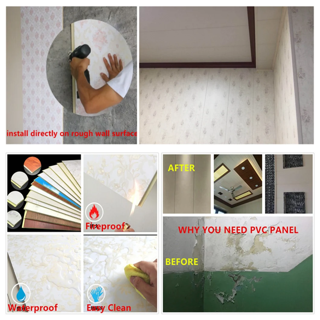 6mm Thickness Waterproof Bathroom Wall Panels Plastic PVC Ceiling Panel Laminated PVC Panel
