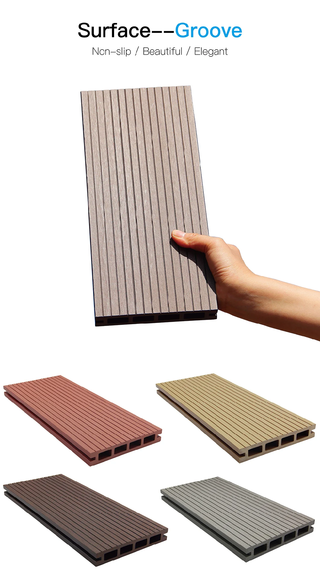 WPC Outdoor Decking for House Yard Decoration High Quality Plastic Lumber Long Lasting Composite Decking