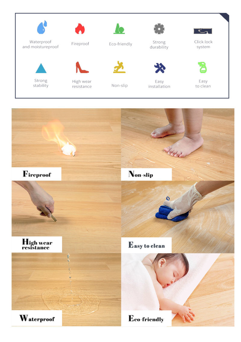 Spc Floor Plastic Wooden Embossed PVC Waterproof Flooring