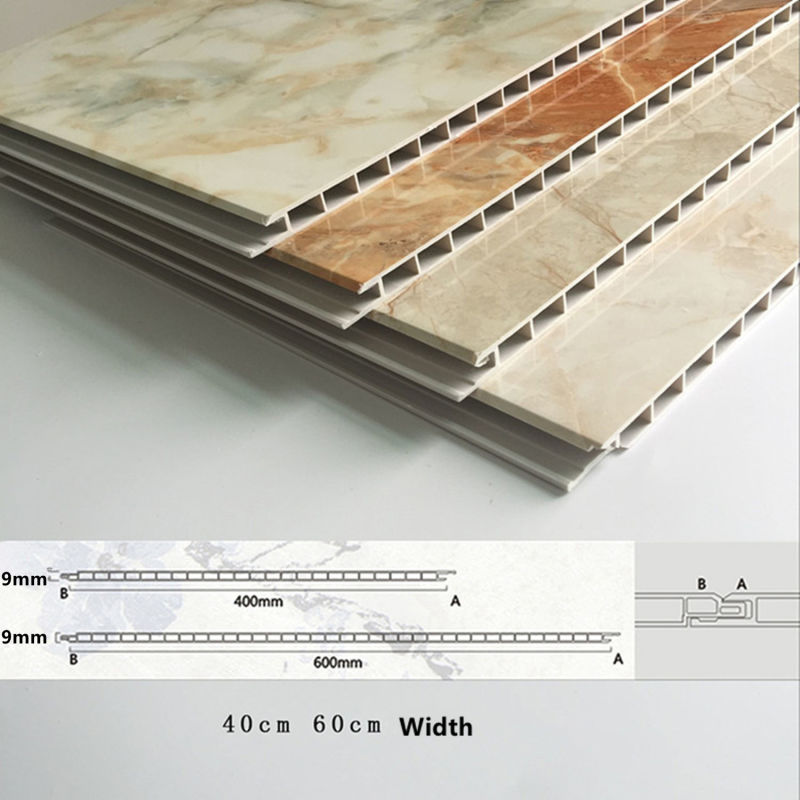 400mm Width Interlocking Wall Covering Laminated PVC Panels of Building Plastic Material