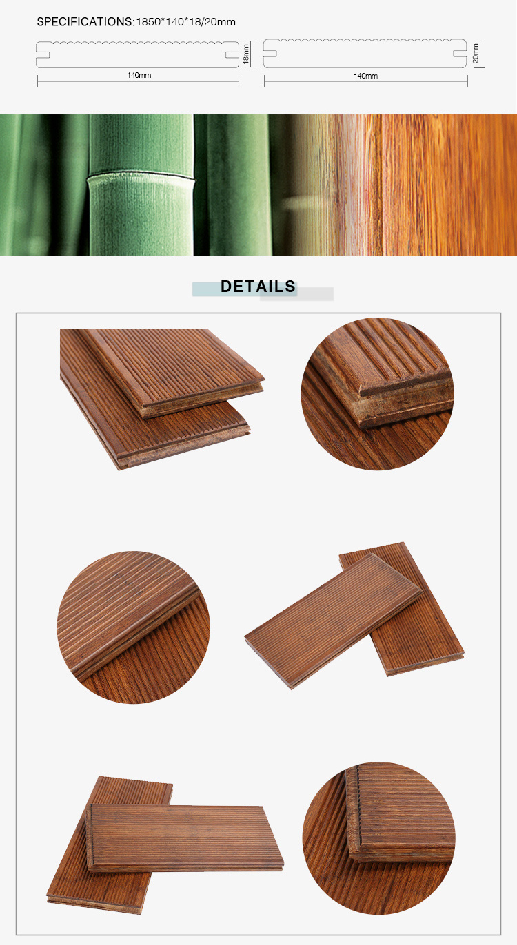 Anti-Slip Exterior Bamboo Decking Floor Finish Material for Office Building