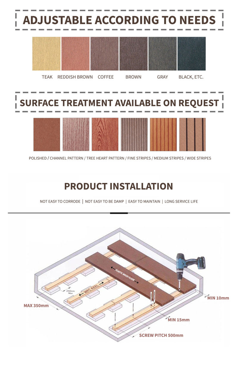 WPC Engineered Wood Floor Outdoor Plastic Hardwood Flooring