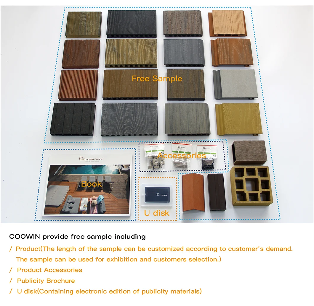 Coffee Wood Plastic Composite Outdoor Mix Color Co-Extruded WPC Floor Decking