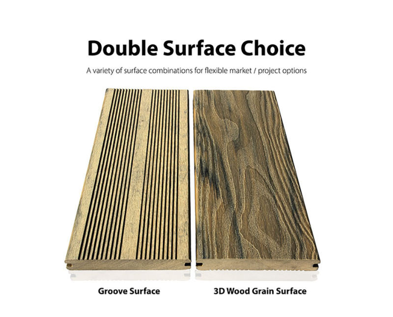 Outside 3D Wood Grain Solid WPC Composite Decking