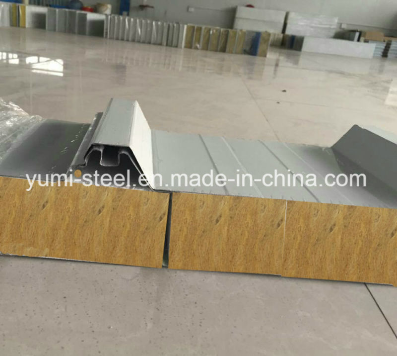 Fire Resistance Rock-Wool Insulated Sandwich Wall/Roof Panel for Prefab House