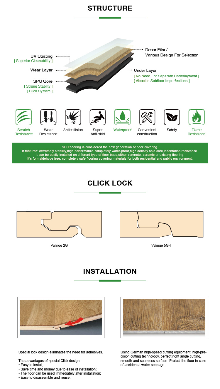 High Quality Virgin Plastic Material Spc Vinyl PVC Flooring