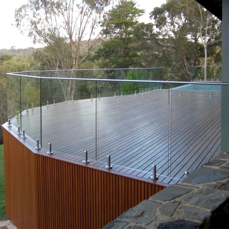 Glass Railing Balcony Railing Designs with Black Spigot Brushed Spigot Glass Railing Design