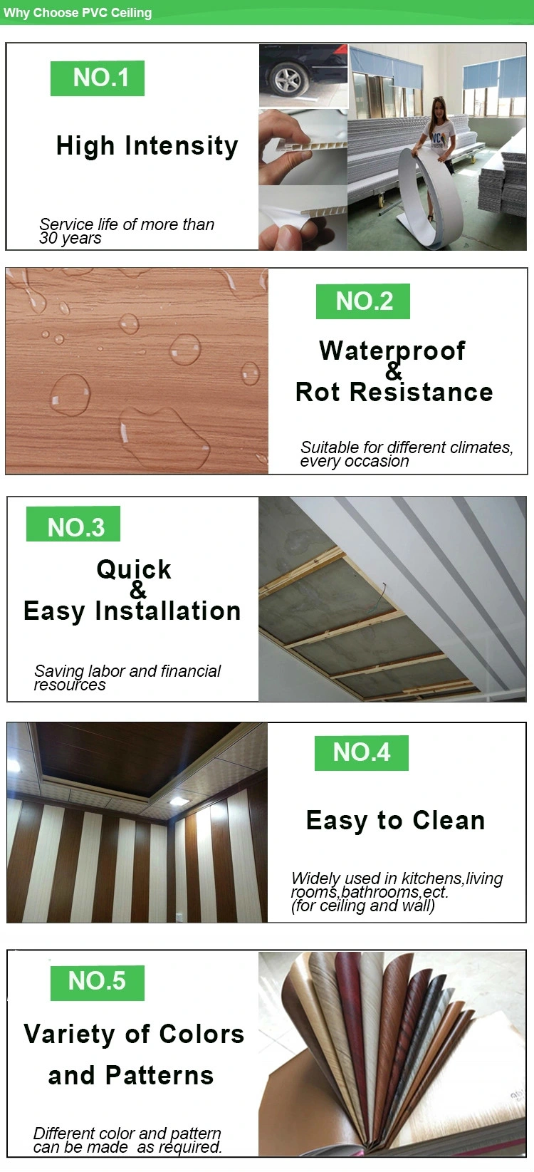 Interior Decorative Designs Waterproof Wall Panels PVC Ceiling Tiles Indoor Wall Panel