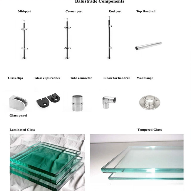 Balcony Front Porch Aluminum U Channel Base Balcony Terrace Glass Railing Designs