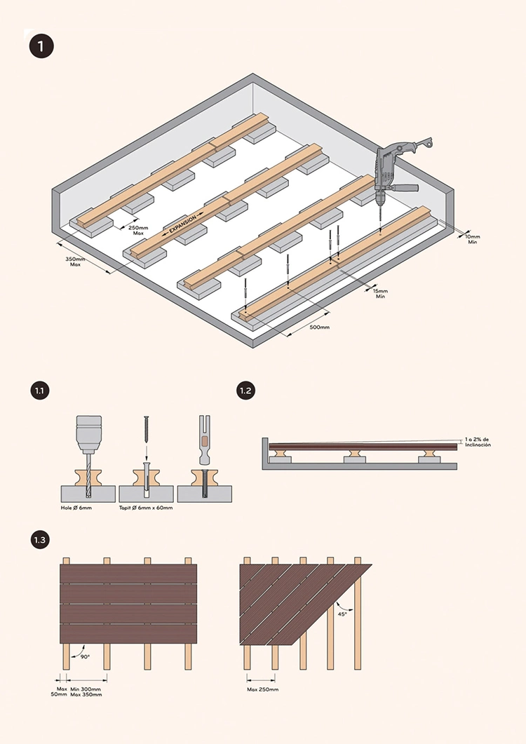 WPC Decking WPC Decking Easy Installation Modern Design Hide Frame Flooring Garden WPC Decking